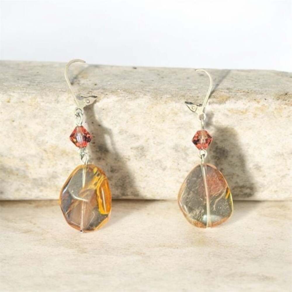 Amber tone crystal earrings healing energy